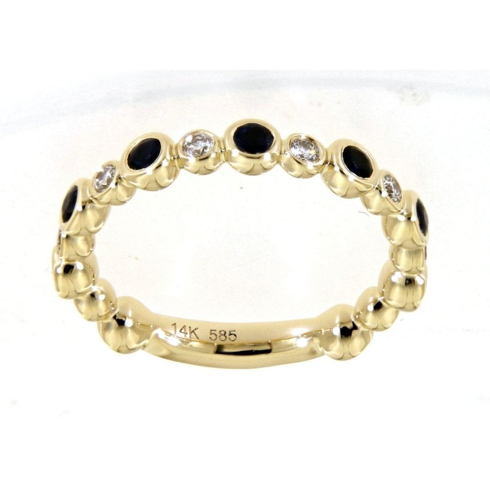 Real Diamond Fancy Daily Wear Blue Sapphire Band - Picture 2 of 7